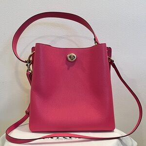 Coach Charlie Bucket Bag Confetti Pink 2-way Shoulder Crossbody Bag Leather